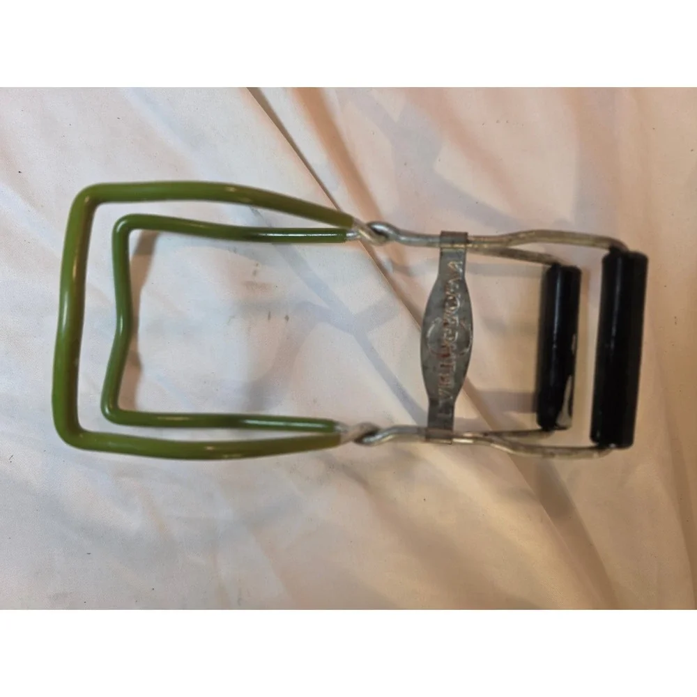 Vintage Earthgrown Jar Lifter Canning Tool Green Vinyl Grips Chrome Farmhouse